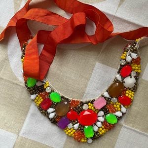 Roberta Freymann Ribbon and Gem bib necklace
